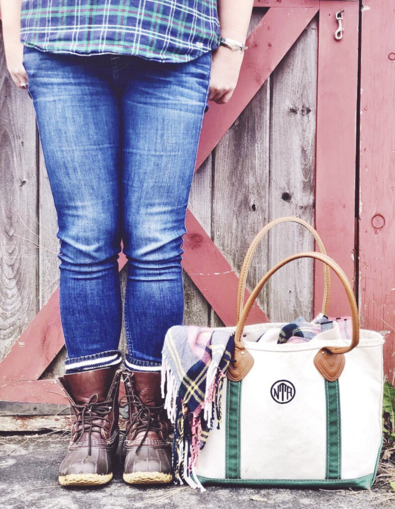 Dark blue Jeans paired with LLbean Boots.