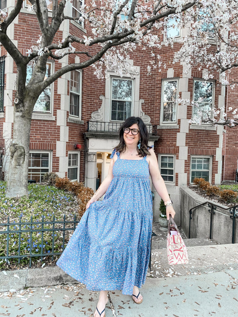 It's not Just Flowers Popping up this Spring. Purple tiered middy dress