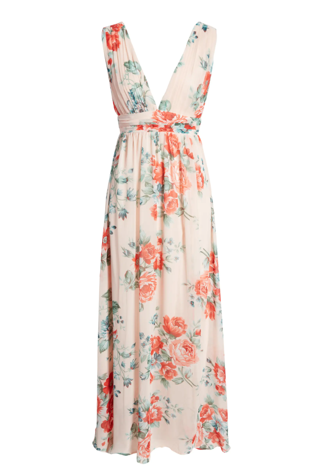 Peach floral dress. 15 perfect spring wedding guest dresses.