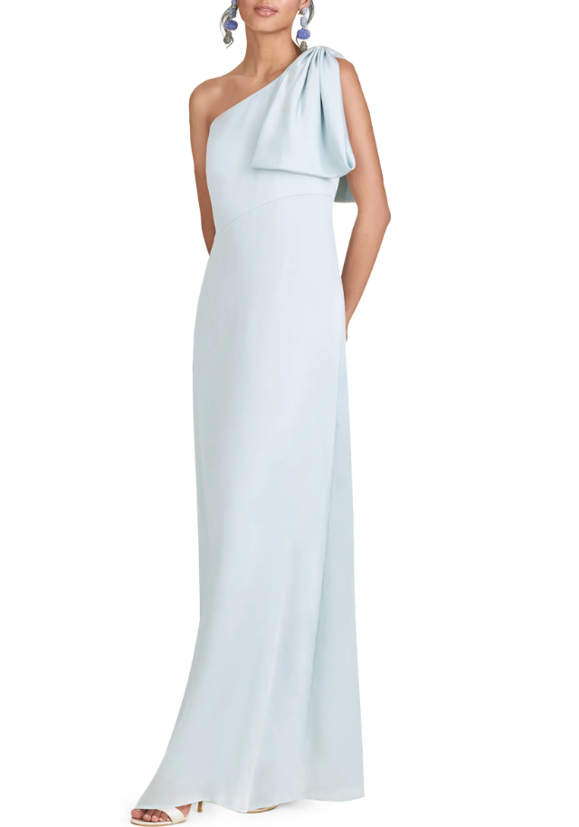 15 perfect spring wedding guest dresses. Blue one shoulder dress